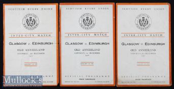 1927/28/30 Glasgow v Edinburgh Inter-City Matches (3): Virtually identical and a great rare trio,