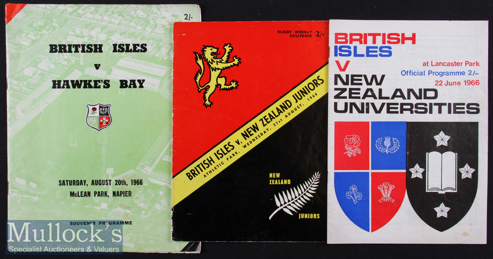 1966 British and I Lions Programmes in N Zealand (3): Matches at Hawkes Bay, NZ Juniors & NZ