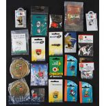 Rugby Badges and Medals (20): Collection of unused modern rugby related colourful lapel badges still