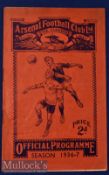 Pre-war 1936/37 Arsenal v Manchester Utd FAC 4th round match programme Slight crease, o/w good, no