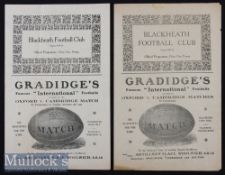 1925/6 Blackheath v Guy’s Hosp Rugby Programmes (2): 8pp flimsies, all one folded sheet with