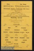 1953/54 Wolverhampton Wanderers Practice Match Colours v Whites football programme single sheet,