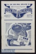 1946/47 Burnley v Liverpool football programme FA Cup Semi Final date 12 Apr writing internally,