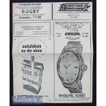 Scarce 1962 British Lions in S Africa Rugby Programme: Junior Springboks v the British tourists at