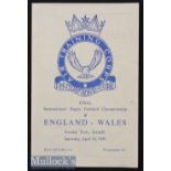 1949 Wales v England ATC Final Rugby Programme: Final at Llanelli’s Stradey Park of the well-