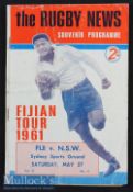1961 NSW v Fiji Rugby Programme 2nd Test of the Fijian Tour, at Sydney Sports Ground on May 27th.