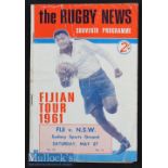 1961 NSW v Fiji Rugby Programme 2nd Test of the Fijian Tour, at Sydney Sports Ground on May 27th.