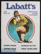 Rare 1982 Celtic Canadian International Soccer Tournament football programme dated 16, 17, 18