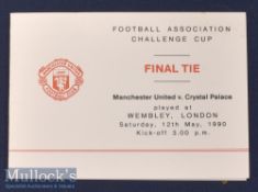1990 FA Cup Final Manchester Utd itinerary for the Official Party visit to Wembley for the match v