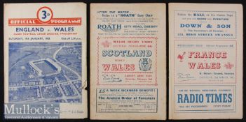 1952 Wales Grand Slam Rugby Programmes (3): Only lacking the Irish issue from the four Grand Slam