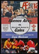 1999 Buenos Aires v Wales Rugby Programme: Thin 8pp glossy for this warm up game on the Welsh trek