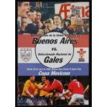 1999 Buenos Aires v Wales Rugby Programme: Thin 8pp glossy for this warm up game on the Welsh trek