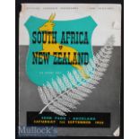 1956 New Zealand v S Africa v Rugby Programme: The final test of the famous tour, with the