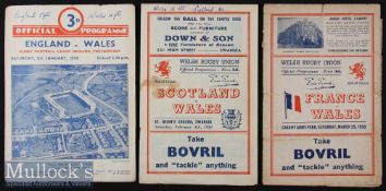 1950 Wales Grand Slam Rugby Programmes (3): Scorers marked in but reasonably good order on the first