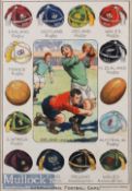 1920s Rugby & Football Honours Caps Coloured Print: The original of the item as pictured in Lot 377,