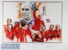 1966 World Cup Winners Colour Print with facsimile signatures of Bobby Moore and Alf Ramsey measures