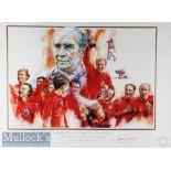 1966 World Cup Winners Colour Print with facsimile signatures of Bobby Moore and Alf Ramsey measures