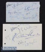 1955 British Lions Rugby Autographs: Two autograph book pages signed by 17 of the popular party