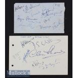 1955 British Lions Rugby Autographs: Two autograph book pages signed by 17 of the popular party