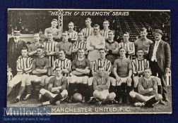 1911 Manchester Utd FC b&w team photo postcard “Health & Strength” series featuring 22 players (