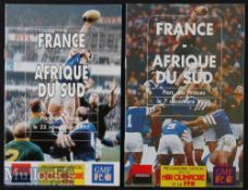 1996 & 1997 France v S Africa Rugby Programmes (2): Both from Parc des Princes and in the usual