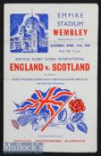 Scarce 1942 Wartime England v Scotland Rugby Programme: Unusual in being at Wembley for this 8-5