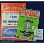 1968 FA Cup Final Everton v West Bromwich Albion football programme, ticket and song sheet date 18