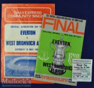 1968 FA Cup Final Everton v West Bromwich Albion football programme, ticket and song sheet date 18