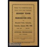 Scarce 1945/46 Grimsby Town v Manchester United Football Programme date 19 Jan, single sheet, in