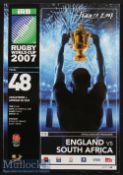 2007 Rugby World Cup Final Rugby Programme: S Africa’s narrow squeak over England in the Paris final