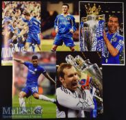 5x Signed Chelsea Colour Photographs Andre Flo, Cole, Cech, Merson, measuring 30x21cm approx.