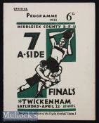 1933 Middlesex Sevens Rugby Programme: Harlequins this time, their 5th in 8. VG condition