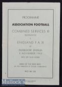 1945 Combined Services XI (Germany) v England FA XI football programme date 4 Nov, at Dusseldorf,