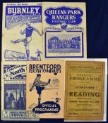 Various 1940s football programmes including 1942/43 Brentford v Reading, 1947/48 Brentford v Bury,