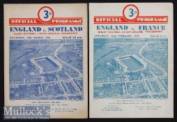 1949 England v France and Scotland Rugby Programmes (2): The usual Twickenham offerings for the