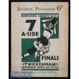 Scarce 1928 Middlesex Sevens Rugby Programme: Only the third held, an iconic design with green &