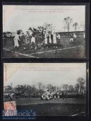 Rare 1909 French Rugby Picture Postcards (2): Two postcards, unused though one bearing stamp,