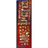 Quantity of Manchester United Enamel Pin Badges attached to a Manchester United / Anderlecht Scarf