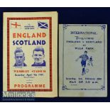 1945 England v Scotland Souvenir football programme at Villa Park printed by Jones plus 1949 England