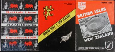 1959 British & I Lions Test Programmes in N Zealand (3): Three large detailed editions, lacking only