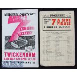 1945 & 1946 Middlesex Sevens Rugby Programmes (2): Quite rare, smaller, last days of WW2 issue