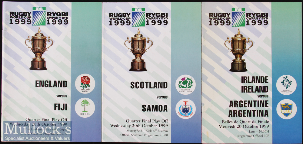 1999 Rugby World Cup Final etc Programmes (3): The three play offs for the Quarter-Finals, England v