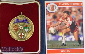 1990 Wigan Rugby League Challenge Cup Final Winners silver gilt and enamel medal – v Warrington