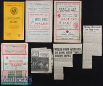 1951 Wales Rugby Programmes (H) & (A) (4): Issues v England (h)tatty, Scotland (a) - lost 19-0,