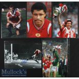 Selection of Signed 1980s Manchester United Photographs featuring R Wilkins, P McGrath, J Gidman,
