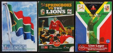 1997 British & I Lions in S Africa Test Rugby Programmes (3): Complete set of three compact