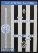 1961/62 Partizan Belgrade v Juventus Football programme European Cup, no staple with light bleed,