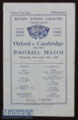 1925 Oxford v Cambridge Varsity Match Rugby Programme: Very convincing Cambridge win with Aarvold,
