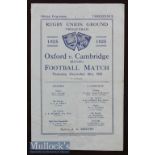 1925 Oxford v Cambridge Varsity Match Rugby Programme: Very convincing Cambridge win with Aarvold,