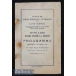 1936 Edinburgh Rugby Sevens Programme: 8pp thick paper issues, staples rusted & spine loose, but